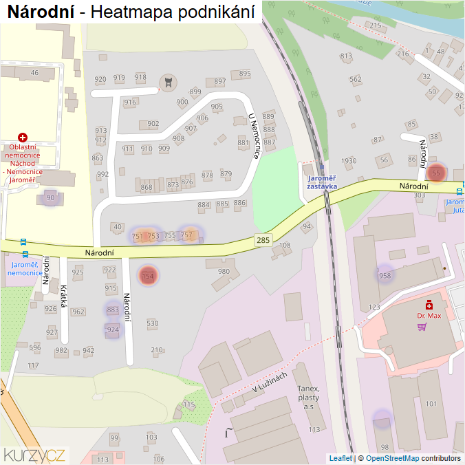 Mapa Národní - Firmy v ulici.