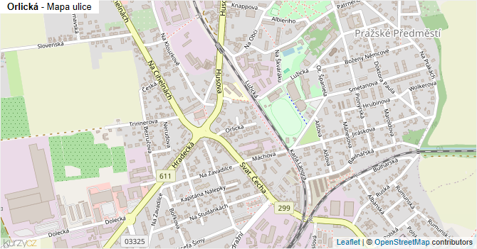 Orlická - mapa ulice