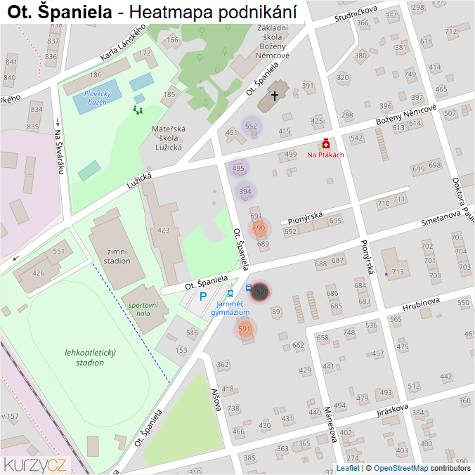 Mapa Ot. Španiela - Firmy v ulici.