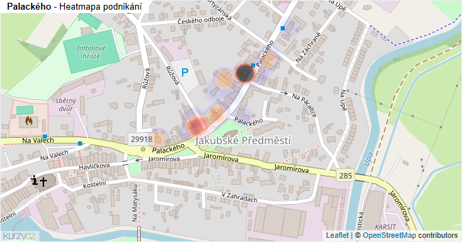 Palackého - mapa podnikání