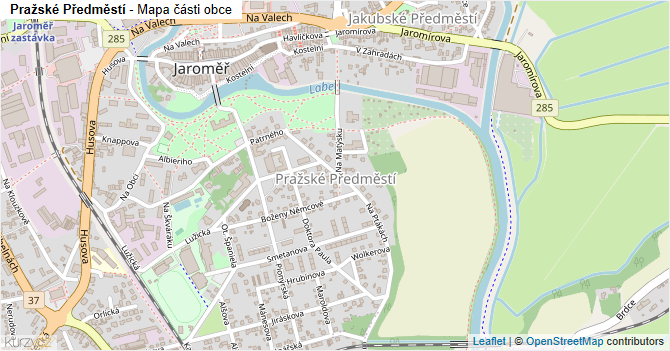 Pražské Předměstí - mapa části obce