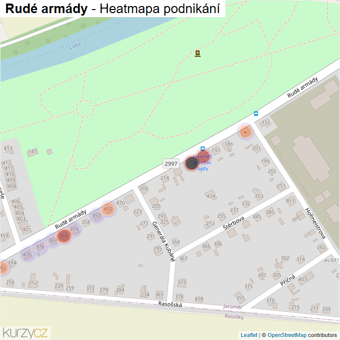 Mapa Rudé armády - Firmy v ulici.
