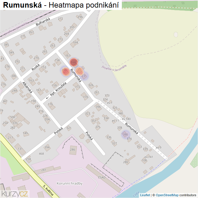 Mapa Rumunská - Firmy v ulici.