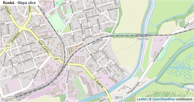 Ruská - mapa ulice