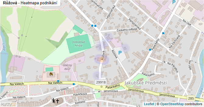 Růžová - mapa podnikání