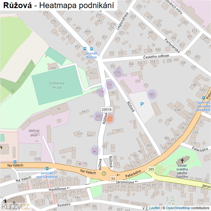 Mapa Růžová - Firmy v ulici.