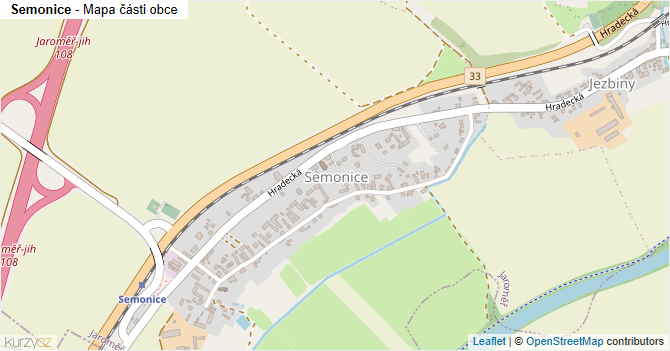 Semonice - mapa části obce