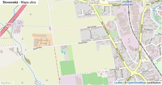 Slovenská - mapa ulice