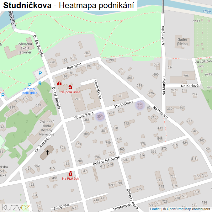 Mapa Studničkova - Firmy v ulici.