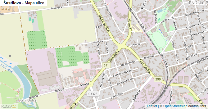 Šustilova - mapa ulice