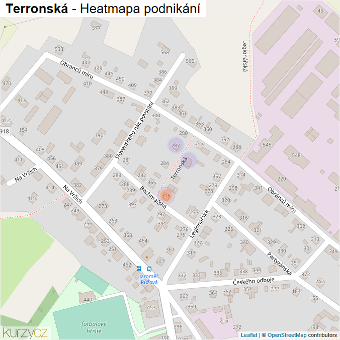 Mapa Terronská - Firmy v ulici.