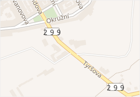 Tyršova v obci Jaroměř - mapa ulice