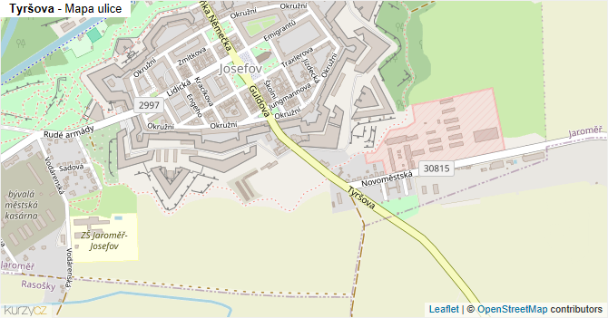 Tyršova - mapa ulice