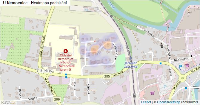 U Nemocnice - mapa podnikání