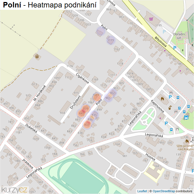 Mapa Polní - Firmy v ulici.