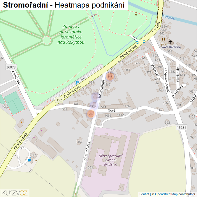 Mapa Stromořadní - Firmy v ulici.