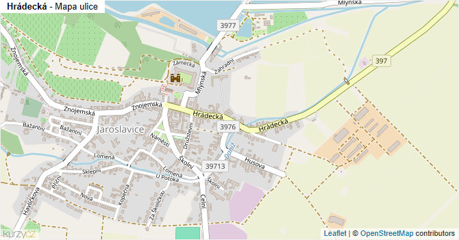 Hrádecká - mapa ulice