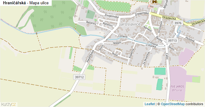 Hraničářská - mapa ulice