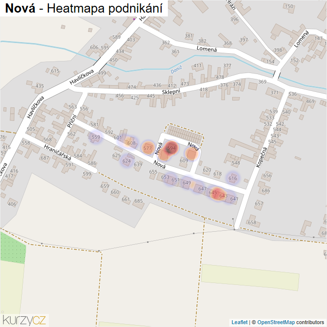 Mapa Nová - Firmy v ulici.