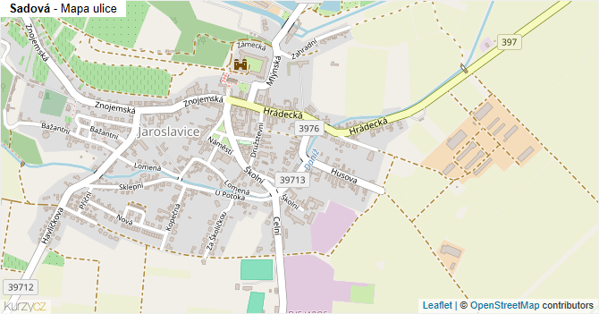 Sadová - mapa ulice