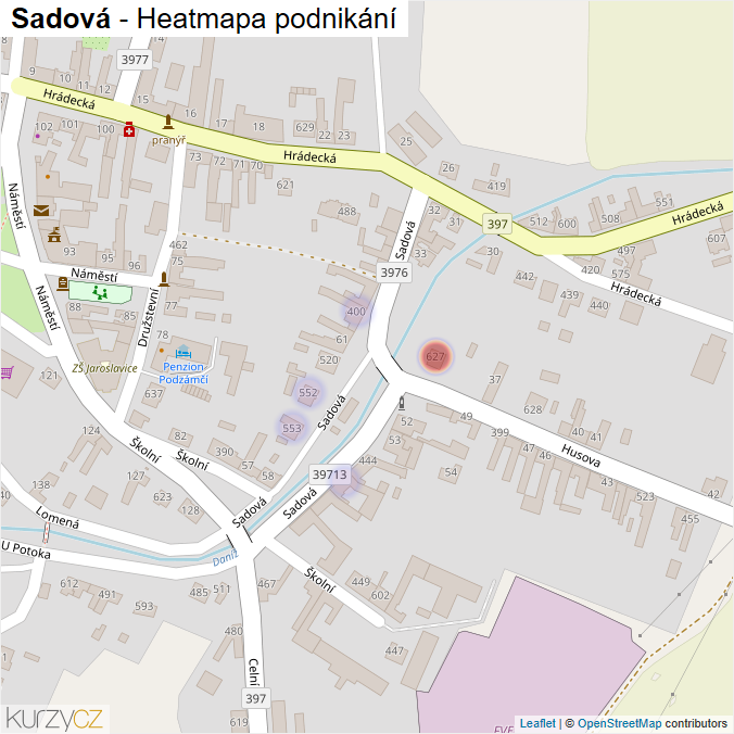Mapa Sadová - Firmy v ulici.
