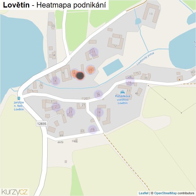 Mapa Lovětín - Firmy v části obce.