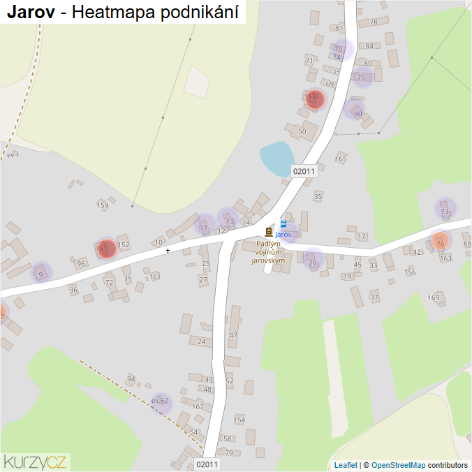 Mapa Jarov - Firmy v části obce.