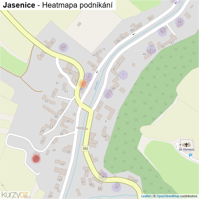 Mapa Jasenice - Firmy v části obce.