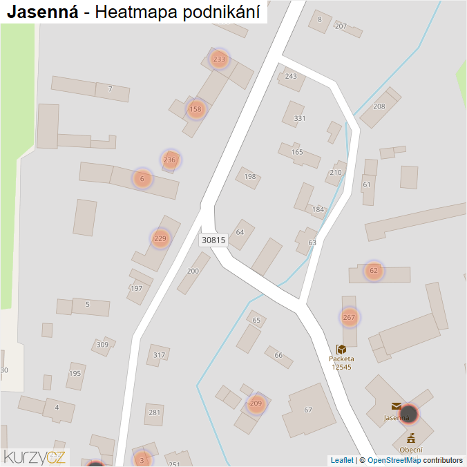 Mapa Jasenná - Firmy v obci.