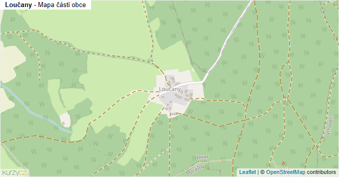 Loučany - mapa části obce