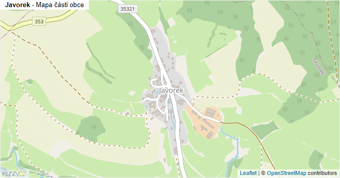 Javorek - mapa části obce