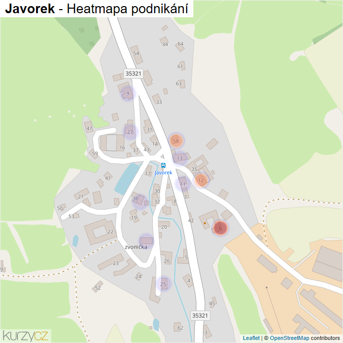 Mapa Javorek - Firmy v části obce.
