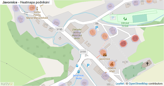 Javornice - mapa podnikání