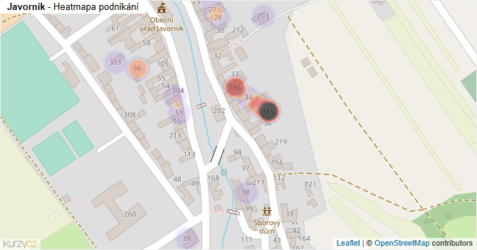 Javorník - mapa podnikání