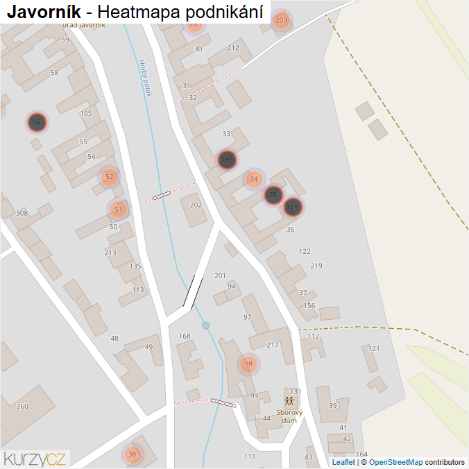 Mapa Javorník - Firmy v obci.