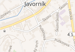 Javorník v obci Javorník - mapa části obce