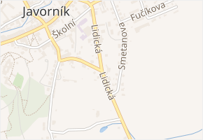 Lidická v obci Javorník - mapa ulice