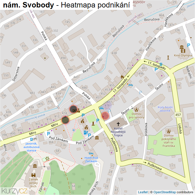 Mapa nám. Svobody - Firmy v ulici.