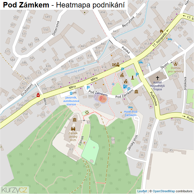 Mapa Pod Zámkem - Firmy v ulici.