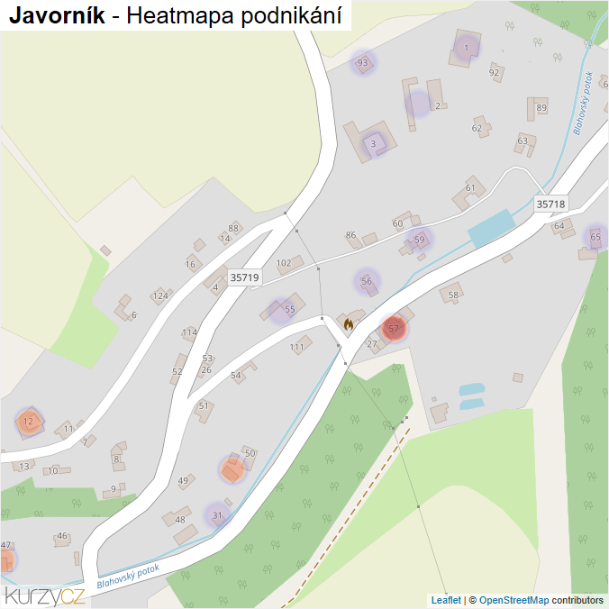 Mapa Javorník - Firmy v části obce.