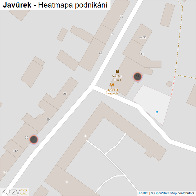 Mapa Javůrek - Firmy v obci.