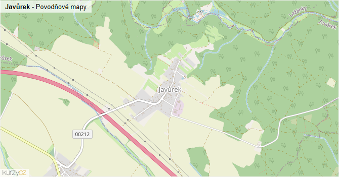 Javůrek - záplavové mapy stoleté vody