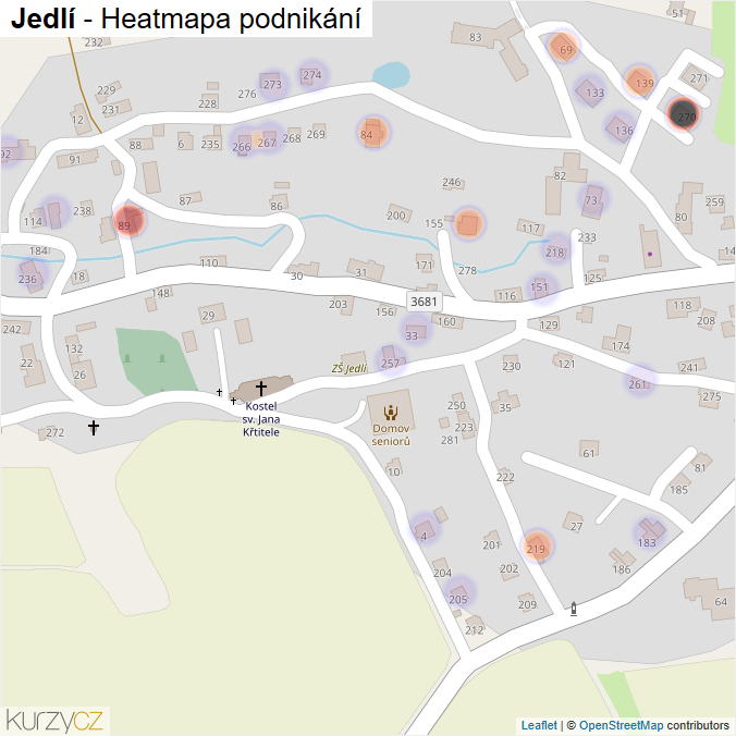 Mapa Jedlí - Firmy v části obce.