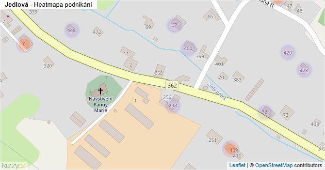 Jedlová - mapa podnikání