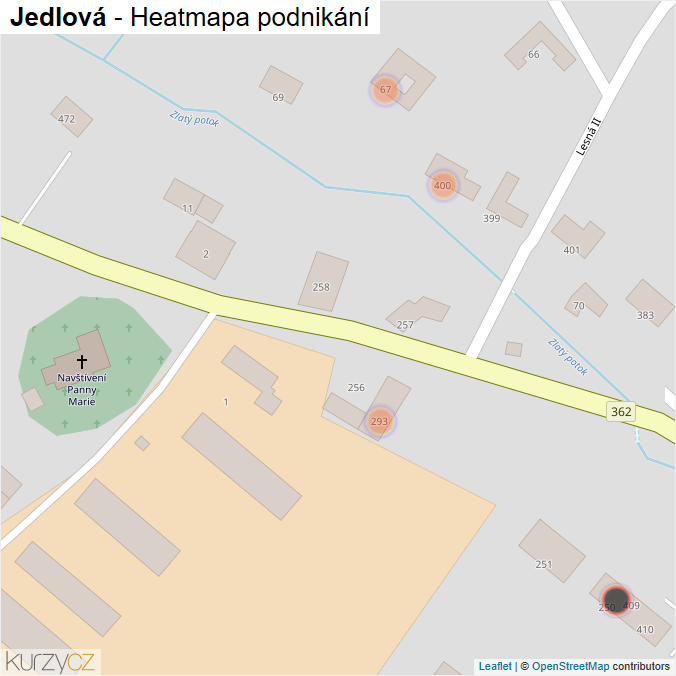 Mapa Jedlová - Firmy v obci.