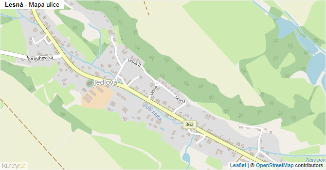 Lesná - mapa ulice