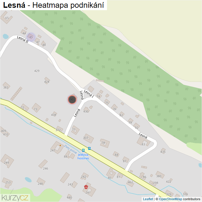 Mapa Lesná - Firmy v ulici.