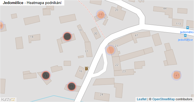 Jedomělice - mapa podnikání