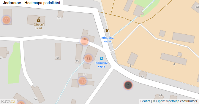 Jedousov - mapa podnikání