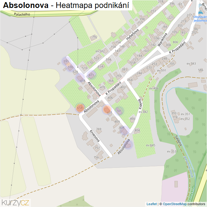 Mapa Absolonova - Firmy v ulici.